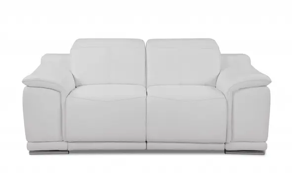 Two Piece Indoor White Italian Leather Five Person Seating Set