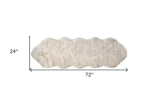 6' Tan Faux Fur Ombre Washable Area Rug