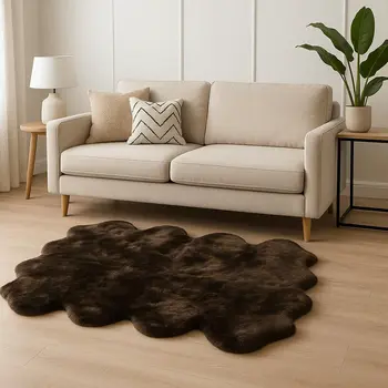 6' X 6' Chocolate Wool Shag Handmade Area Rug