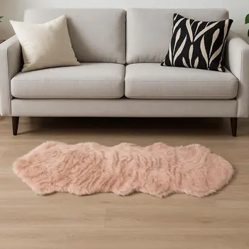 4' X 6' Grey Faux Fur Washable Non Skid Area Rug