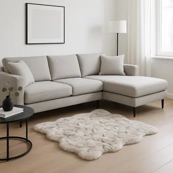 5' X 6' Chocolate Faux Sheepskin Ombre Shag Washable Area Rug