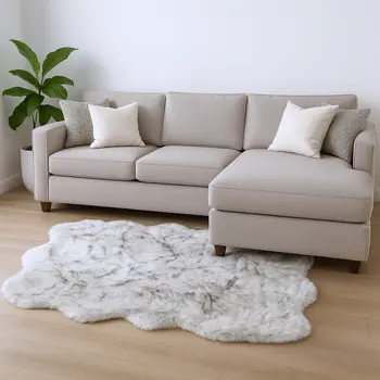 5' X 6' Chocolate Faux Sheepskin Ombre Shag Washable Area Rug