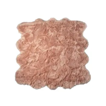 6' X 6' Dusty Rose Faux Fur Washable Non Skid Area Rug