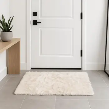 3' X 5' Ombre Tan Faux Fur Washable Non Skid Area Rug