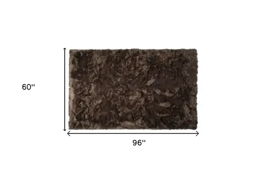 5' X 8' Chocolate Faux Fur Non Skid Area Rug