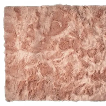 5' X 8' Dusty Rose Faux Fur Non Skid Area Rug