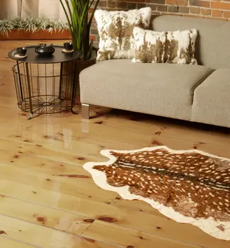 4' X 5' Off White And Brown Faux Cowhide Non Skid Area Rug