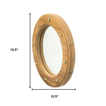 11" Brown Round Unframed Accent Mirror