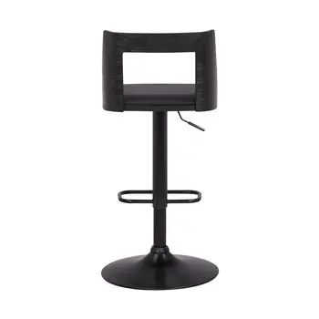 24" Black Faux Leather And Iron Swivel Adjustable Height Bar Chair