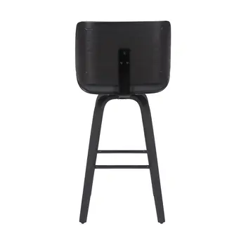 30" Gray and Black Faux Leather and Iron Bar Height Swivel Bar Chair