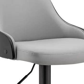 24" Gray And Black Iron Swivel Adjustable Height Bar Chair