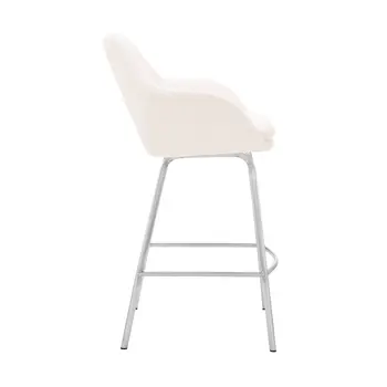 30" White And Silver Iron Swivel Low Back Bar Height Bar Chair
