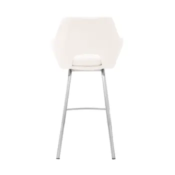 30" White And Silver Iron Swivel Low Back Bar Height Bar Chair