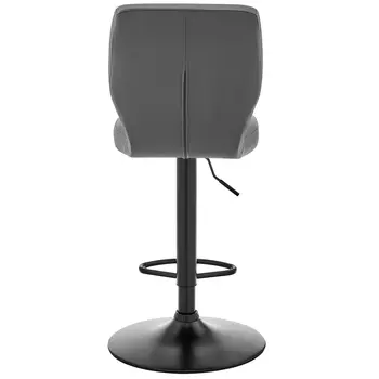 25" Gray And Black Iron Swivel Adjustable Height Bar Chair