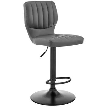 25" Gray And Black Iron Swivel Adjustable Height Bar Chair