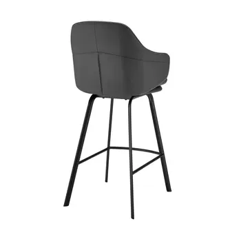 26" Gray and Black Fabric and Iron Low Back Counter Height Swivel Bar Chair