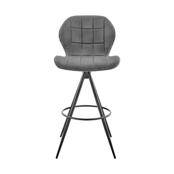 27" Charcoal And Black Iron Counter Height Bar Chair