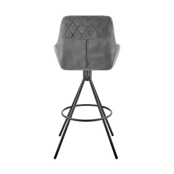 29" Charcoal And Black Iron Bar Height Bar Chair