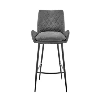 31" Charcoal And Black Iron Bar Height Bar Chair
