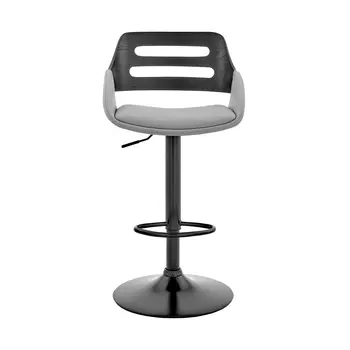 25" Gray And Black Iron Swivel Low Back Adjustable Height Bar Chair