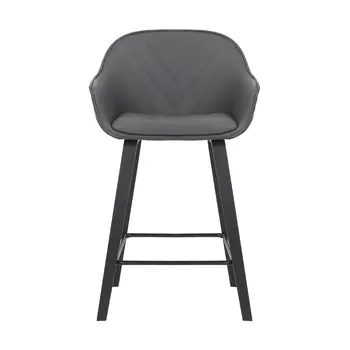 26" Gray And Black Iron Counter Height Bar Chair