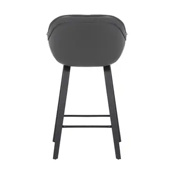 26" Gray And Black Iron Counter Height Bar Chair