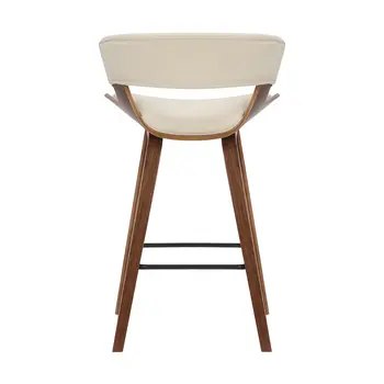 27" Cream And Brown Iron Low Back Counter Height Bar Chair