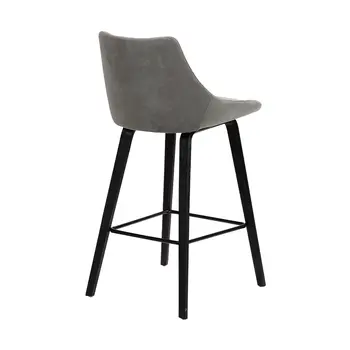 26" Gray And Black Iron Counter Height Bar Chair