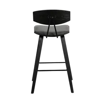 26" Gray and Black Faux Leather and Iron Low Back Counter Height Bar Chair