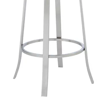 30" Gray And Silver Iron Swivel Bar Height Bar Chair