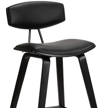 29" Black Faux Leather and Iron Low Back Bar Height Bar Chair