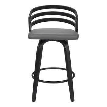 26" Gray and Black Fabric and Iron Low Back Counter Height Swivel Bar Chair