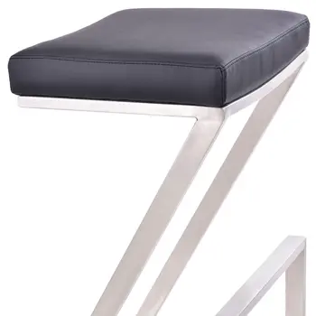 26" Gray And Silver Iron Backless Counter Height Bar Chair