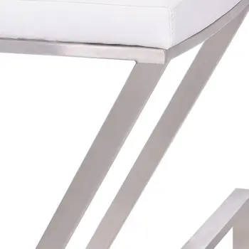 26" White And Silver Iron Backless Counter Height Bar Chair