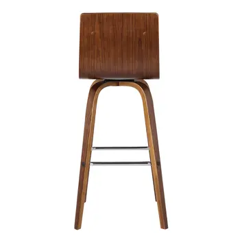 26" Brown Solid Wood Swivel Low Back Counter Height Bar Chair