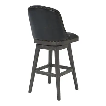 26" Brown and Gray Faux Leather and Solid Wood Counter Height Swivel Bar Chair