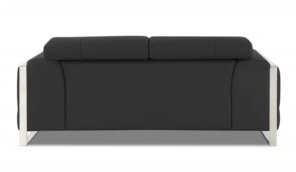75" Gray And Silver Italian Leather Loveseat