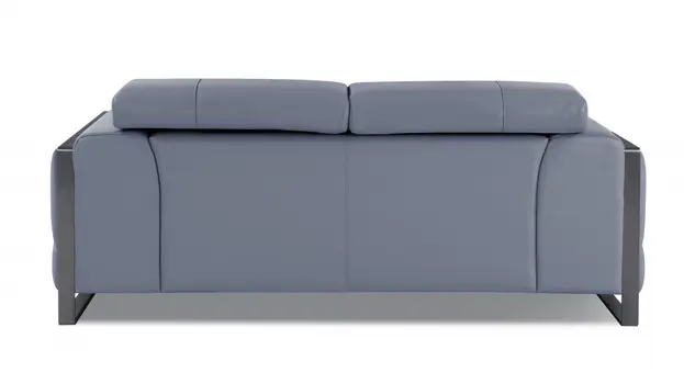75" Light Blue And Black Italian Leather Loveseat
