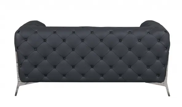 69" Gray And Silver Italian Leather Loveseat