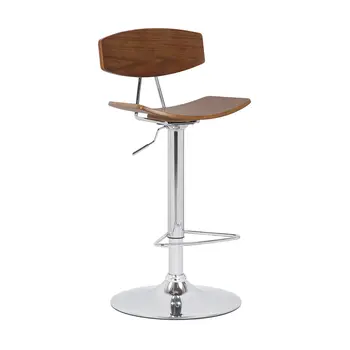24" Brown And Silver Iron Swivel Low Back Adjustable Height Bar Chair
