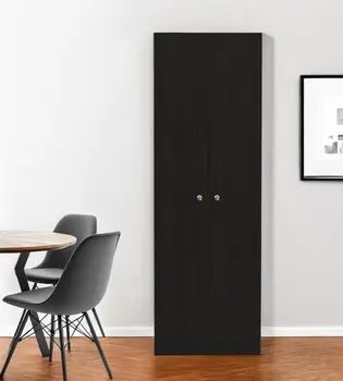 71" Black Wood Pantry Or Storage Closet