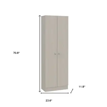 71" Light Gray Wood Pantry Or Storage Closet