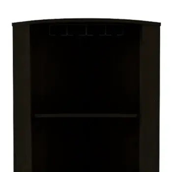 71" Black Wood Corner Bar Cabinet With Two Doors