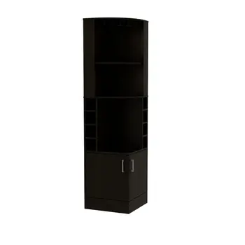 71" Black Wood Corner Bar Cabinet With Two Doors