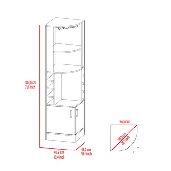 71" Black Wood Corner Bar Cabinet With Two Doors