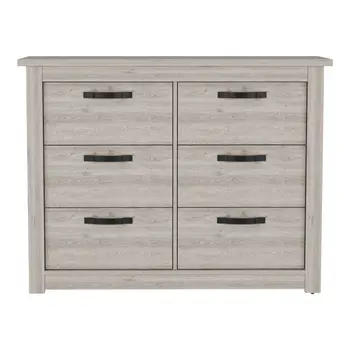 47" Gray Wood Six Drawer Double Dresser