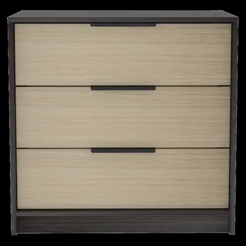 28" Brown And Black Three Drawer Dresser
