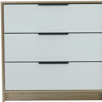 28" Brown And White Three Drawer Dresser