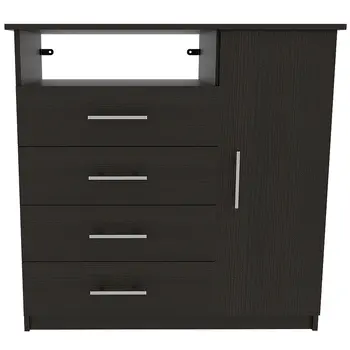 36" Black Manufactured Wood Four Drawer Combo Dresser