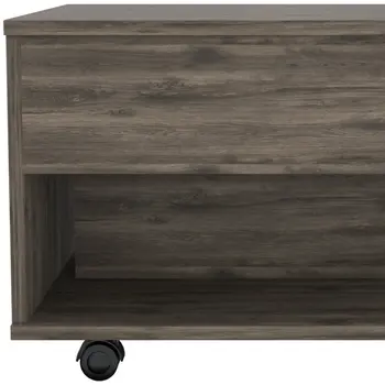 22" Dark Brown Manufactured Wood Rectangular Lift Top Coffee Table With Drawer